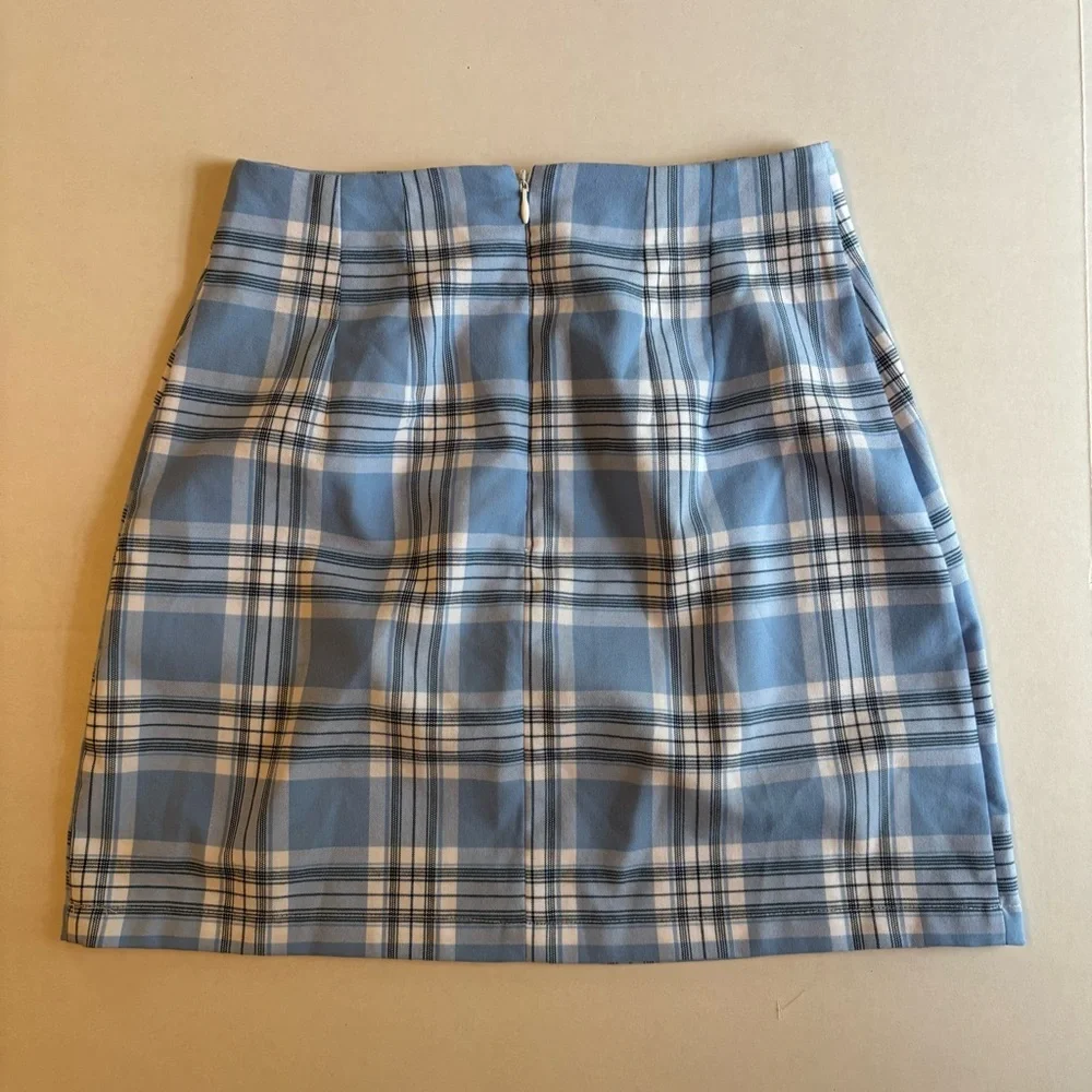 Brandy Melville | Plaid‎ Mini Skirt Baby Blue